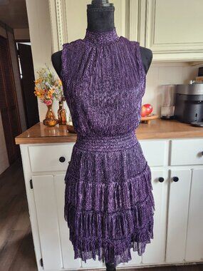 Metallic Purple Stretchy Maxi Party Dress